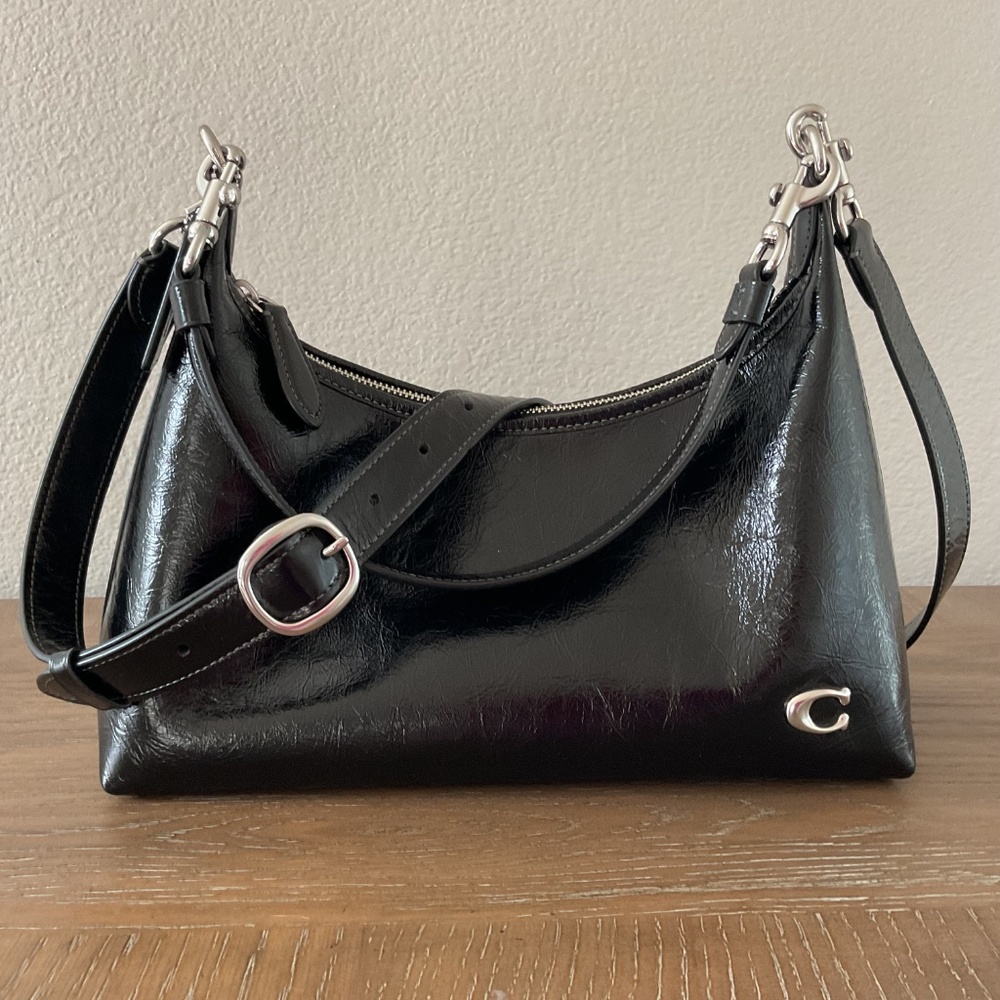 Coach Black Glazed Leather Juliet Shoulder Bag - Picture 2 of 12